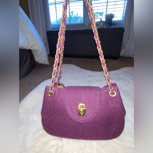 Designer Eric Javits Squishee Chain Handle Front Closure Multi Pocket Purse Bag